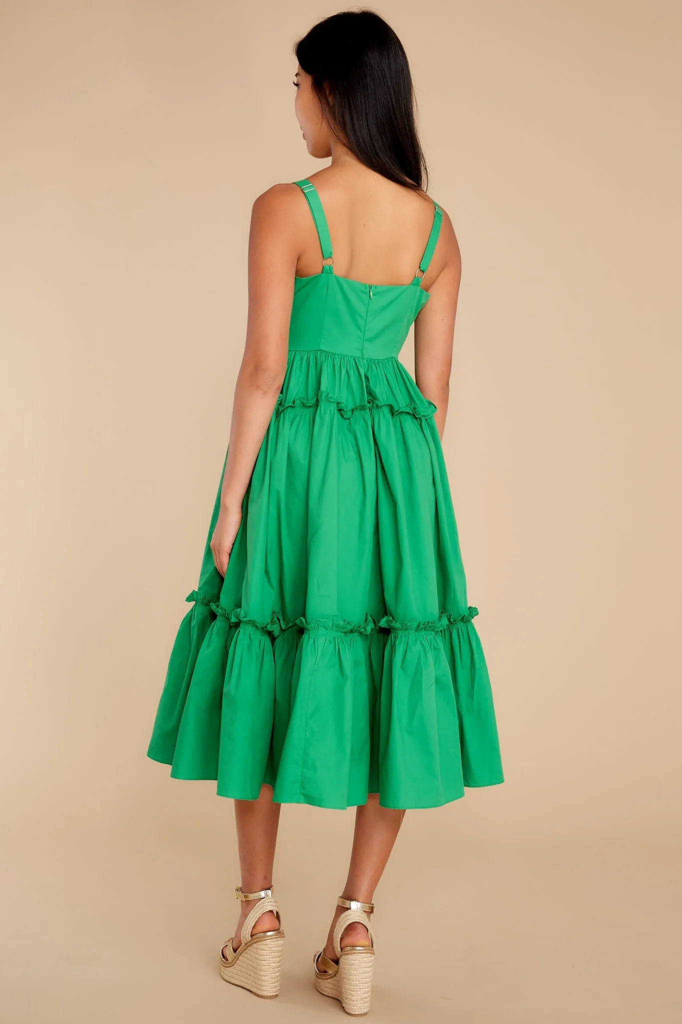 A Thousand Wishes Kelly Green Cotton Midi Dress