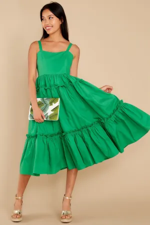 A Thousand Wishes Kelly Green Cotton Midi Dress