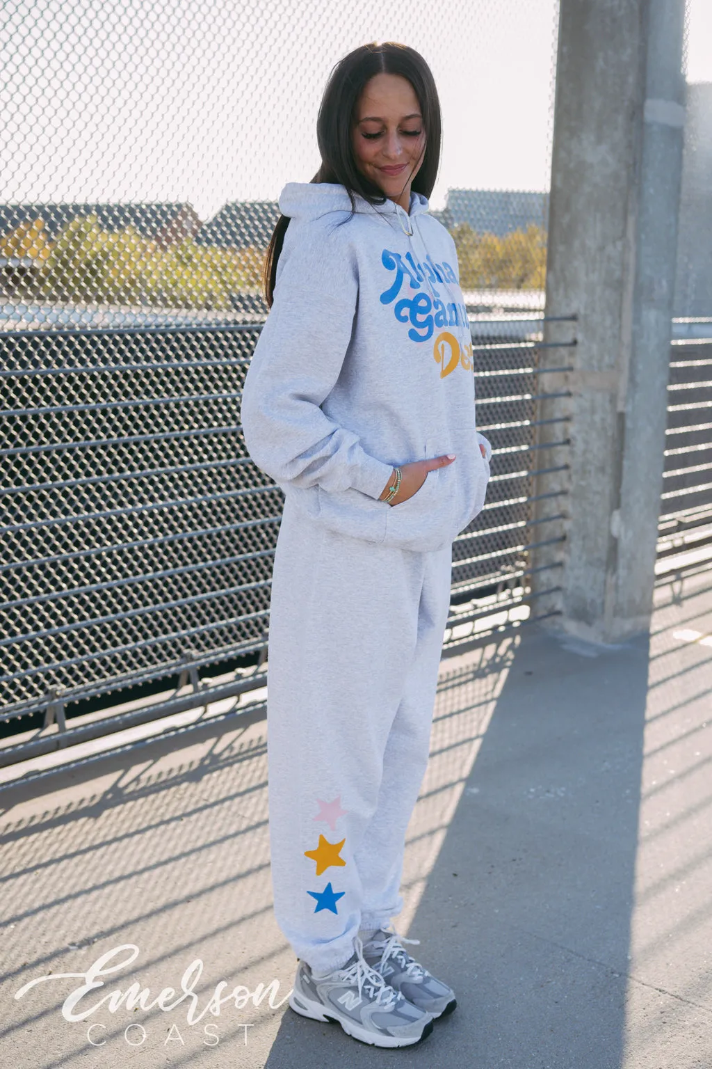 Alpha Gamma Delta Colorful Stars Hoodie and Jogger Set