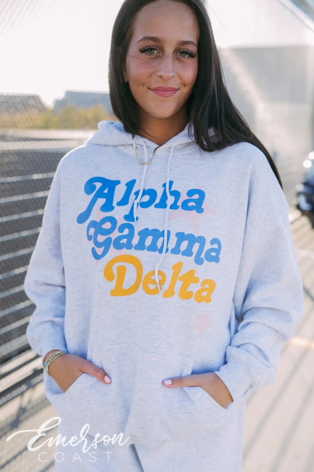 Alpha Gamma Delta Colorful Stars Hoodie and Jogger Set