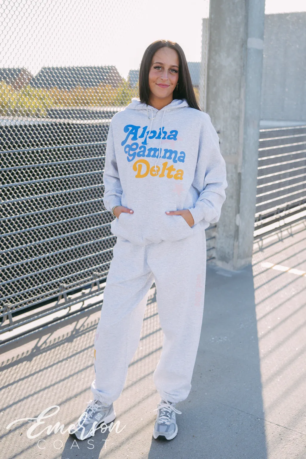 Alpha Gamma Delta Colorful Stars Hoodie and Jogger Set