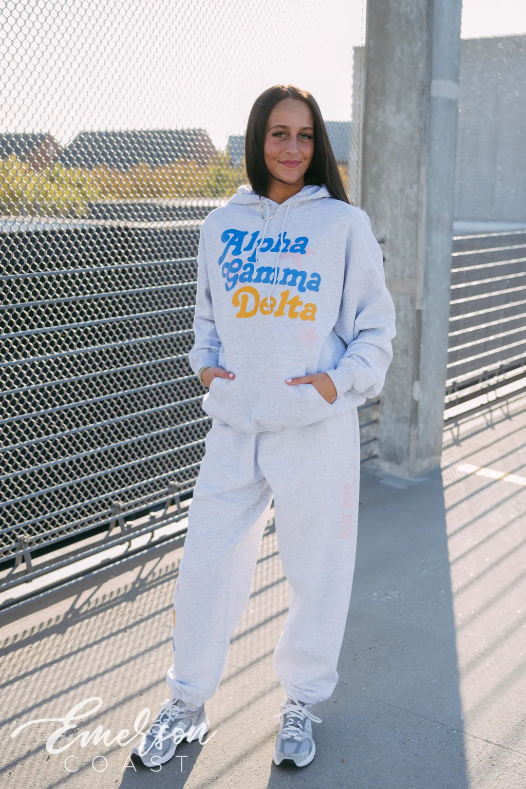 Alpha Gamma Delta Colorful Stars Hoodie and Jogger Set