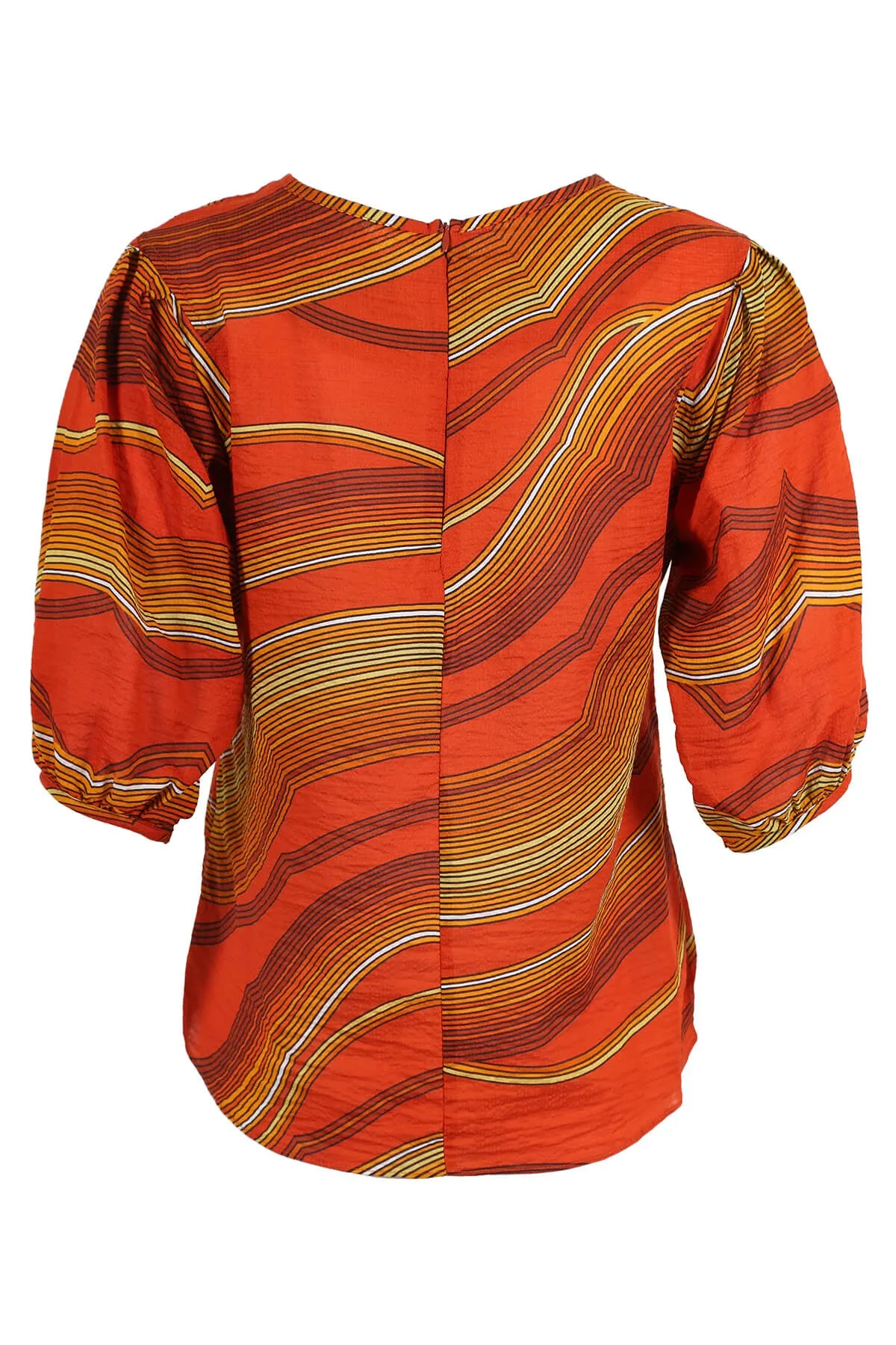 Aurora Blouse Orange in Seersucker