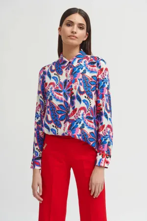 Bariloche Zafra Blue/Red Botanical Print Shirt