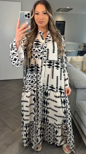 Black & White Aztec Maxi Dress