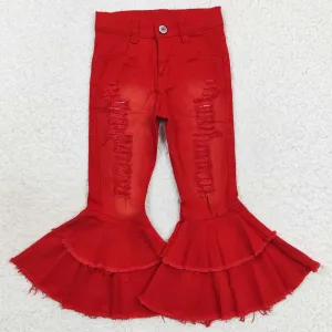 Boutique Baby Girls Jeans Pants Red Boutique Denim Bell Bottoms P0270