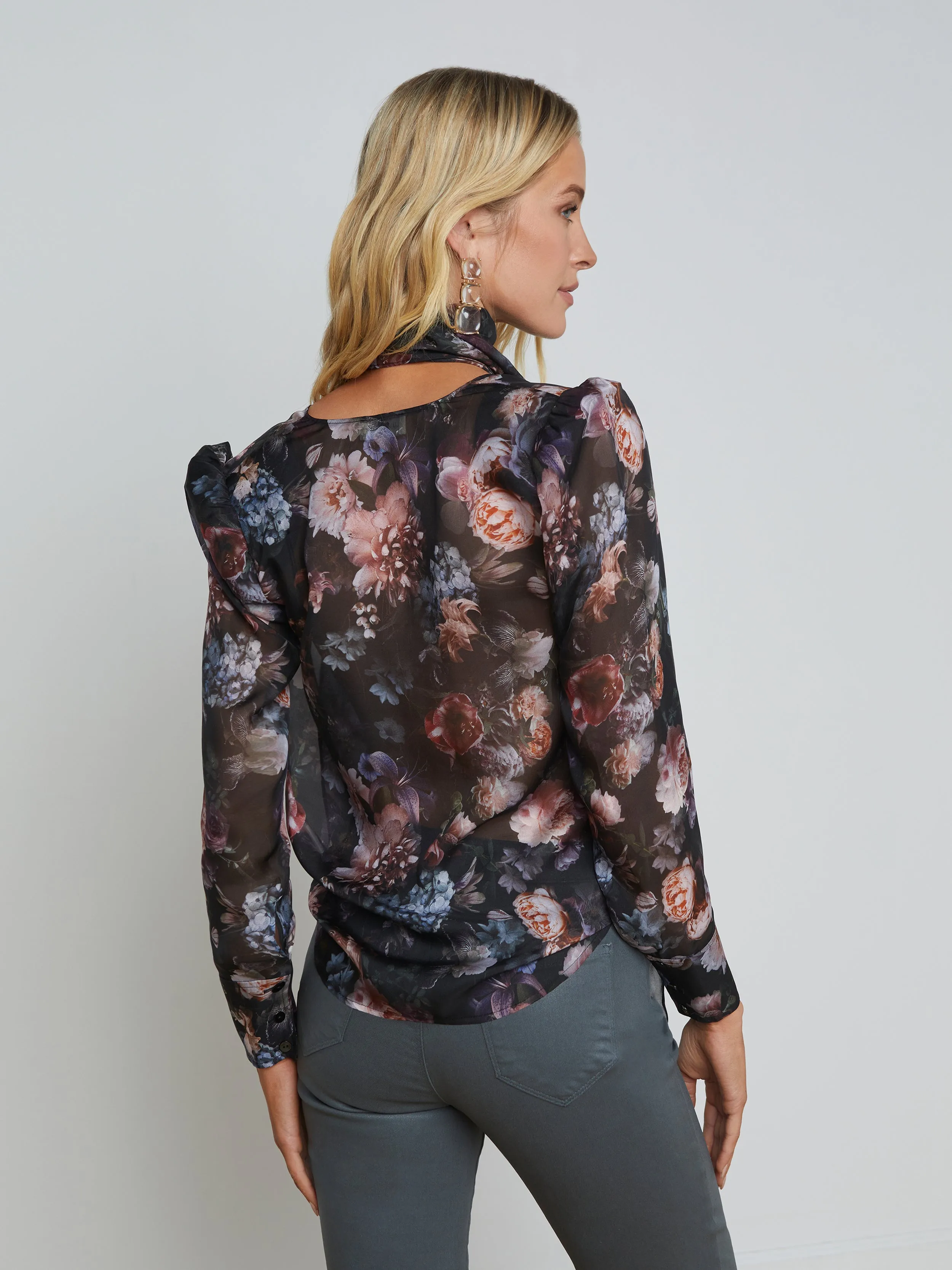 Cambria Silk Tie-Neck Blouse