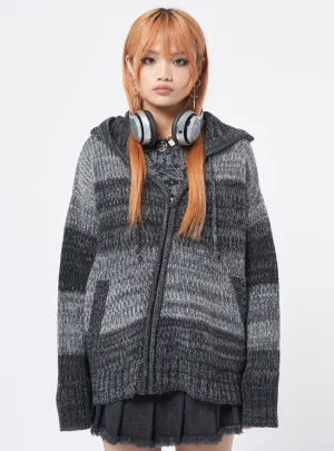 Carbon Oversized Knitted Zip-Up Hoodie