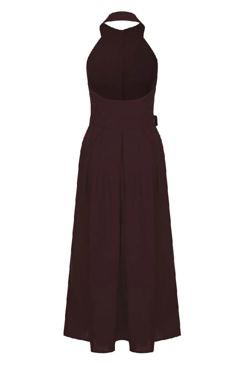 CARRIE BURNT SIENA LINEN MAXI DRESS