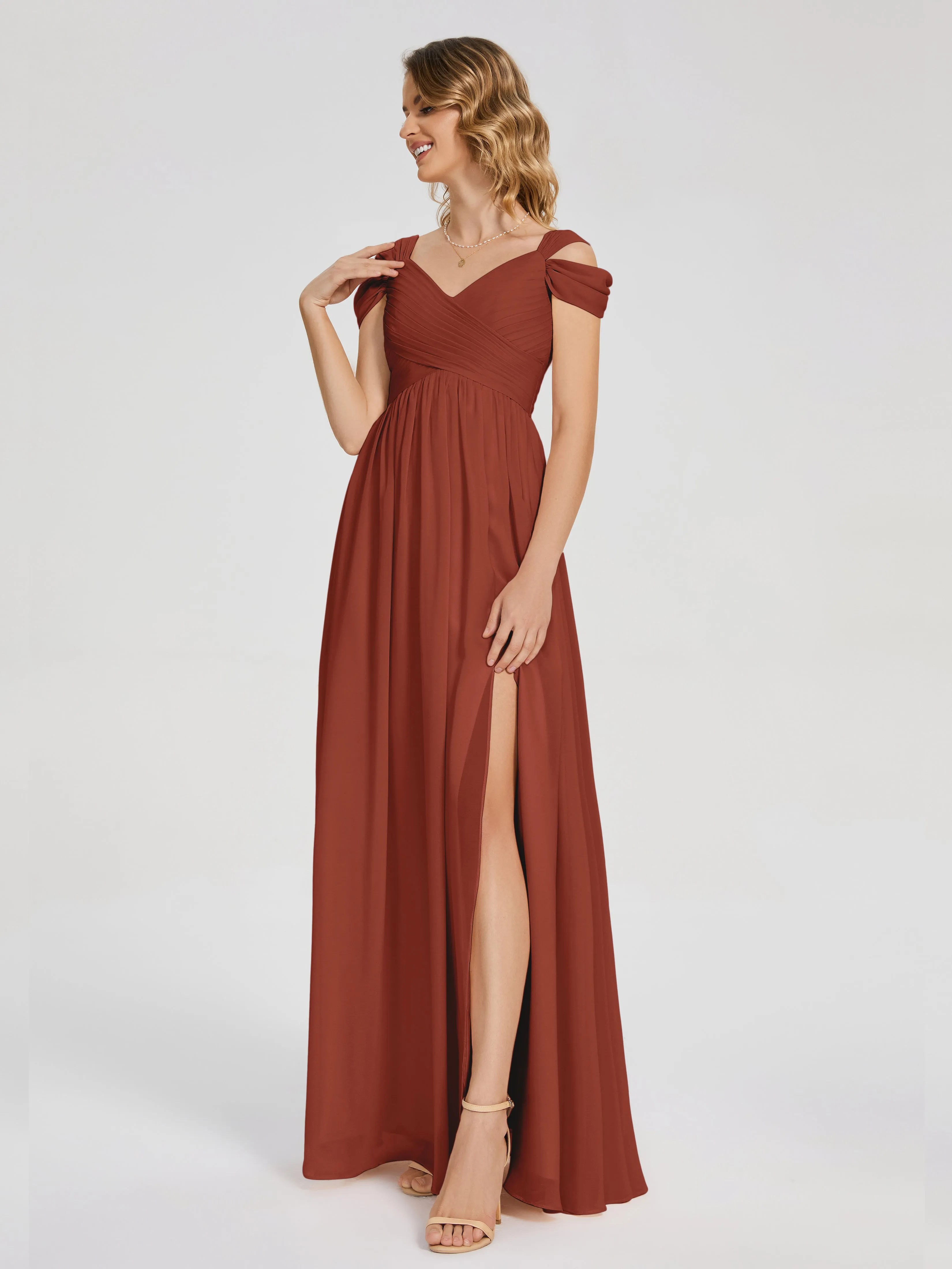 Charlee Flowy Split Chiffon Bridesmaid Dresses