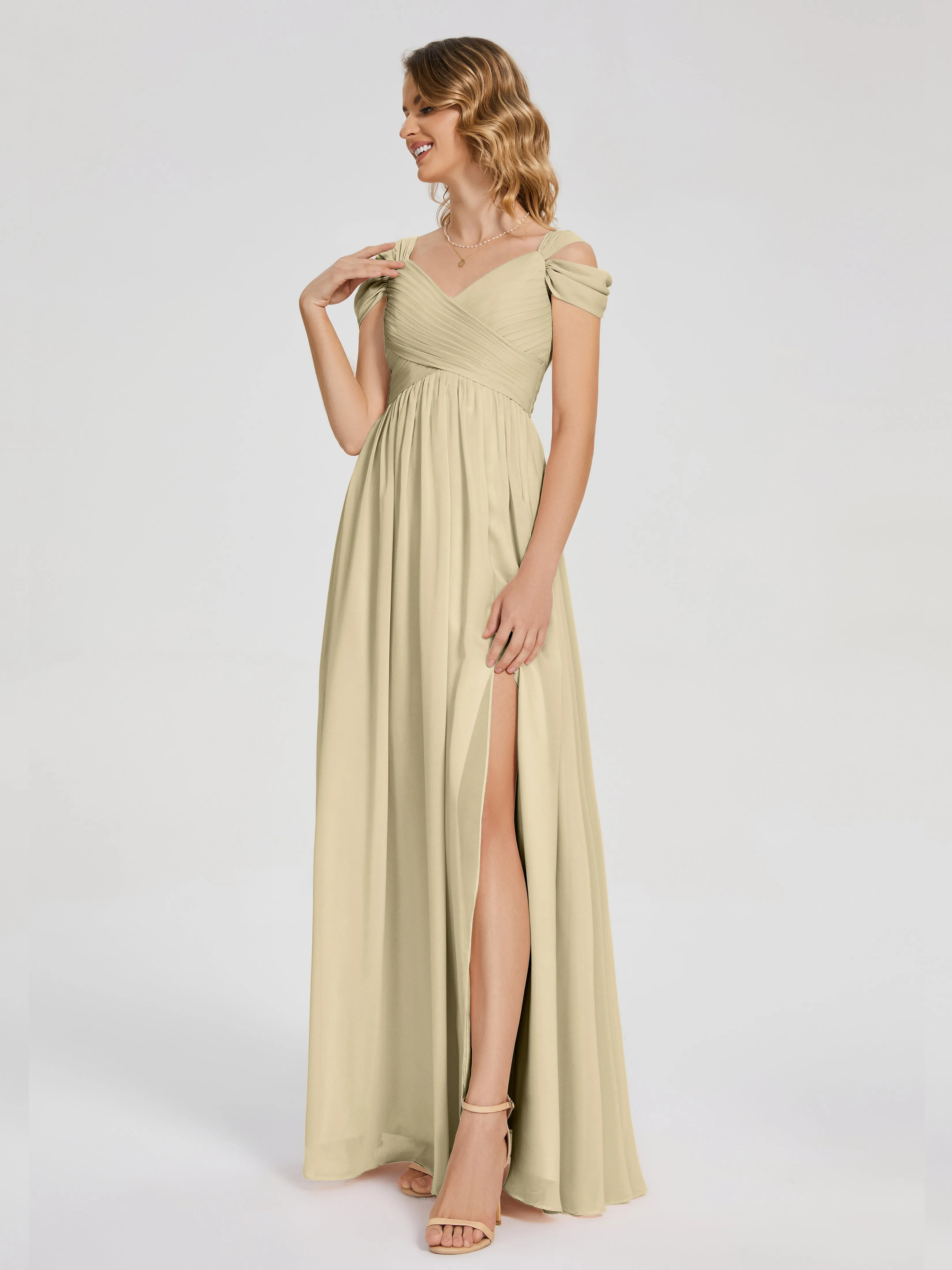 Charlee Flowy Split Chiffon Bridesmaid Dresses