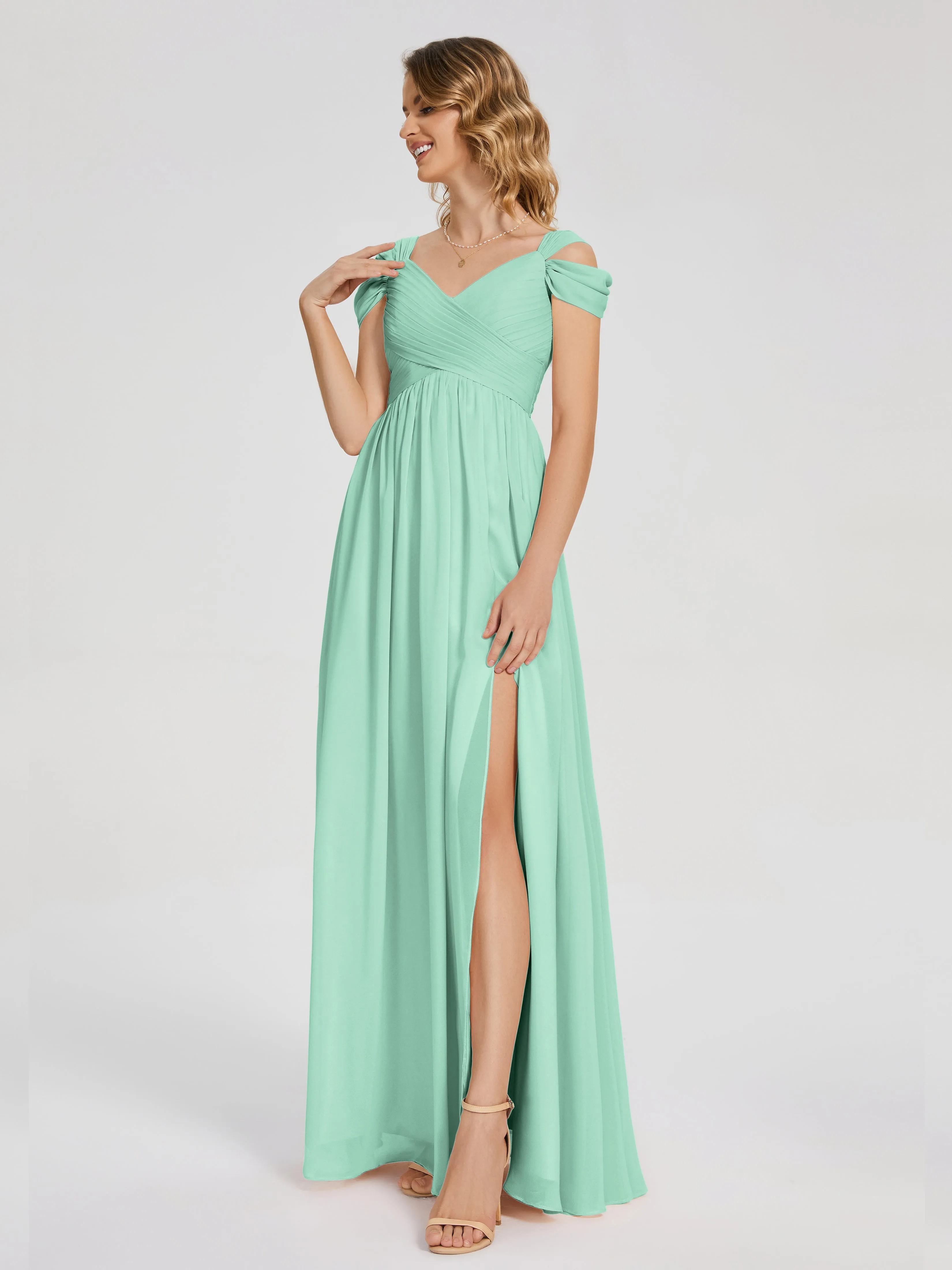 Charlee Flowy Split Chiffon Bridesmaid Dresses