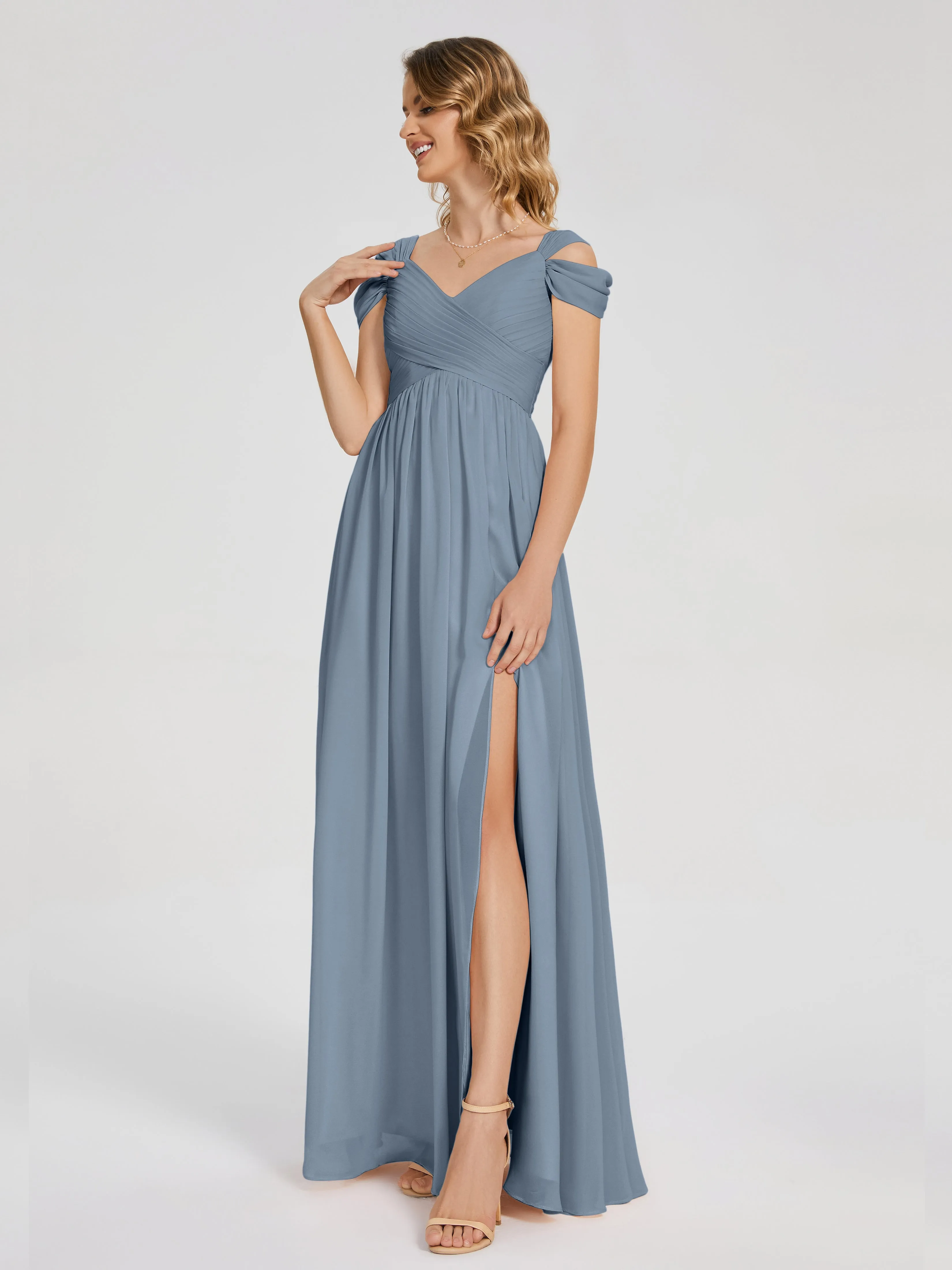 Charlee Flowy Split Chiffon Bridesmaid Dresses