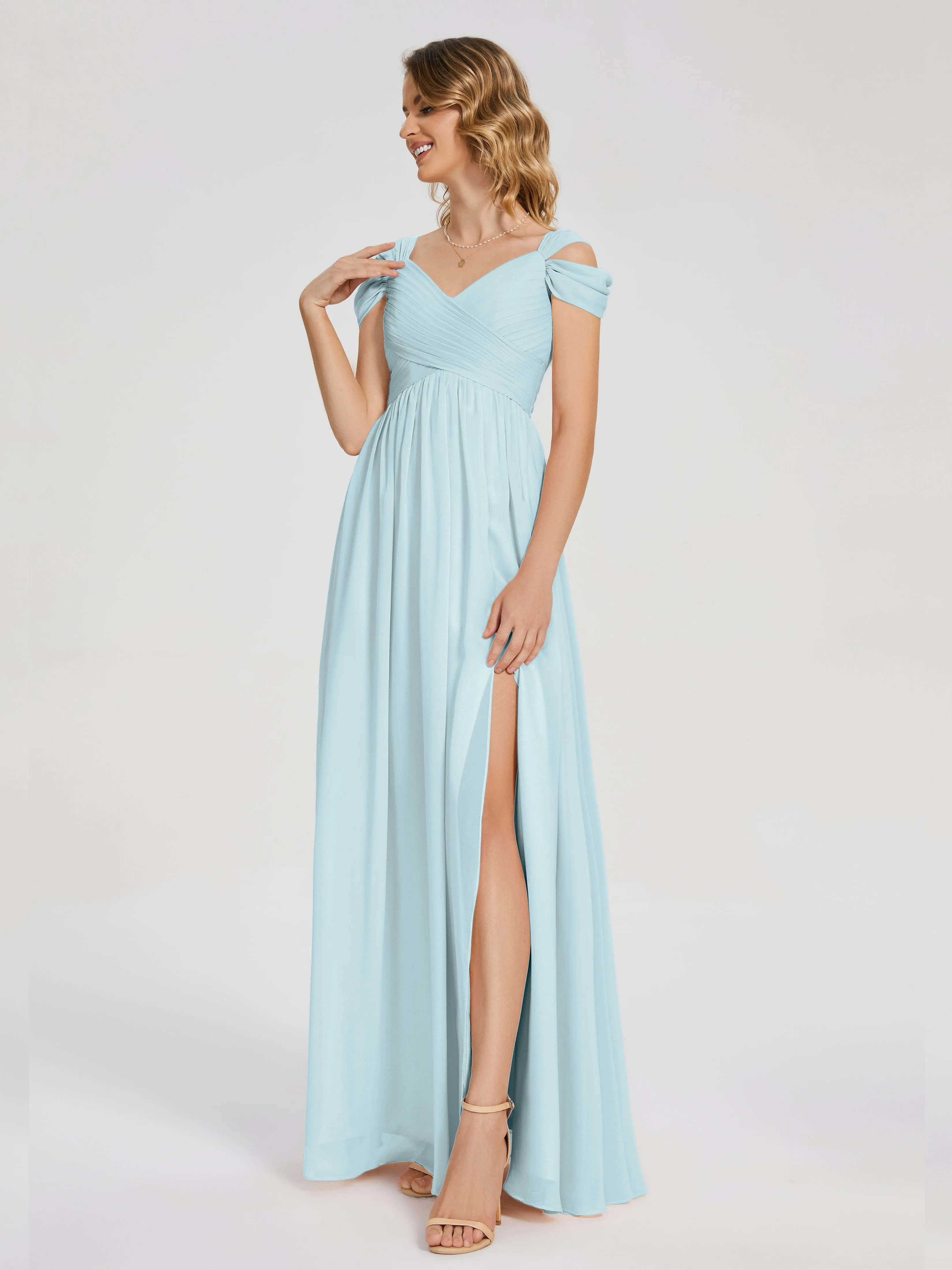 Charlee Flowy Split Chiffon Bridesmaid Dresses