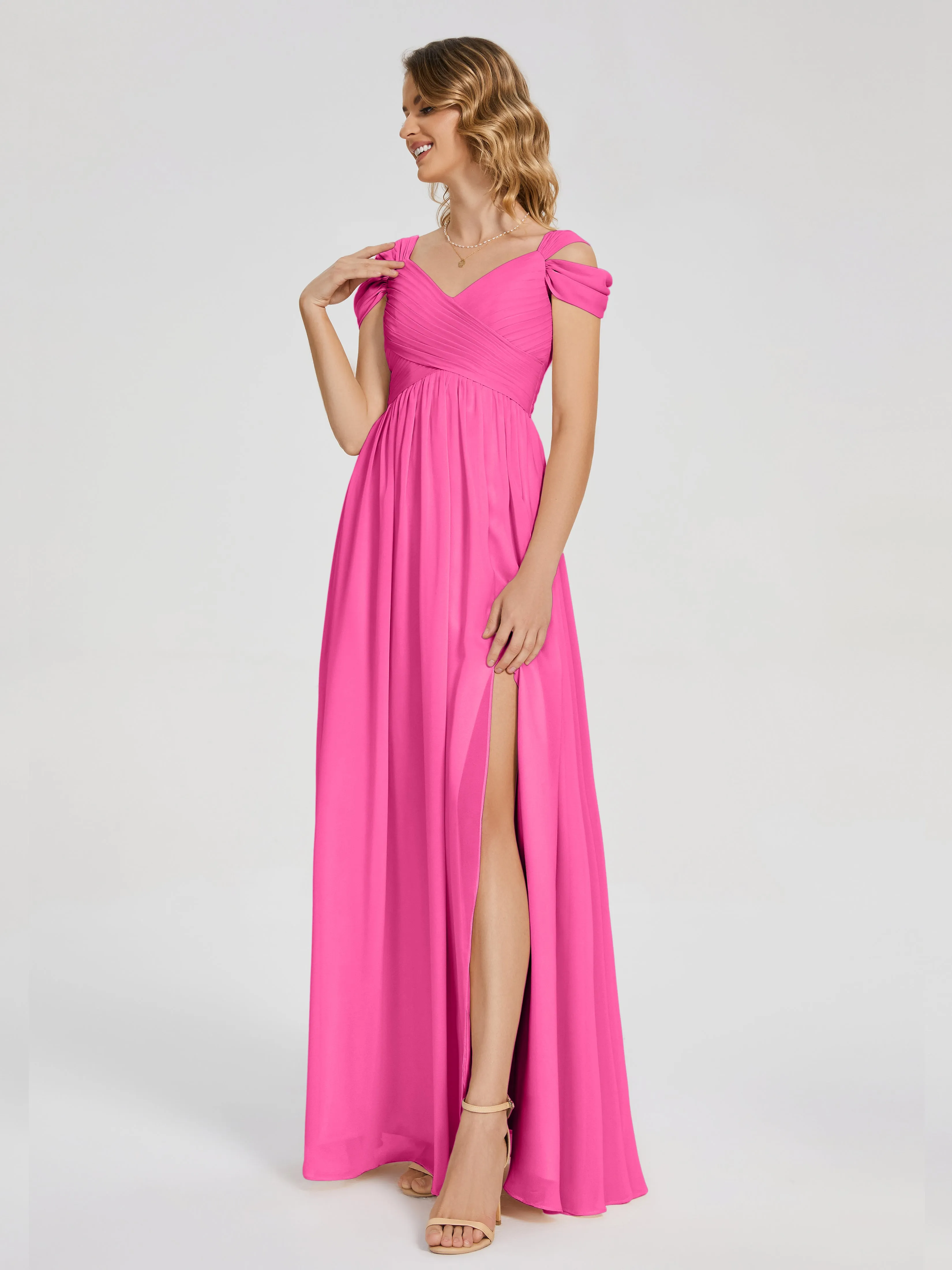 Charlee Flowy Split Chiffon Bridesmaid Dresses