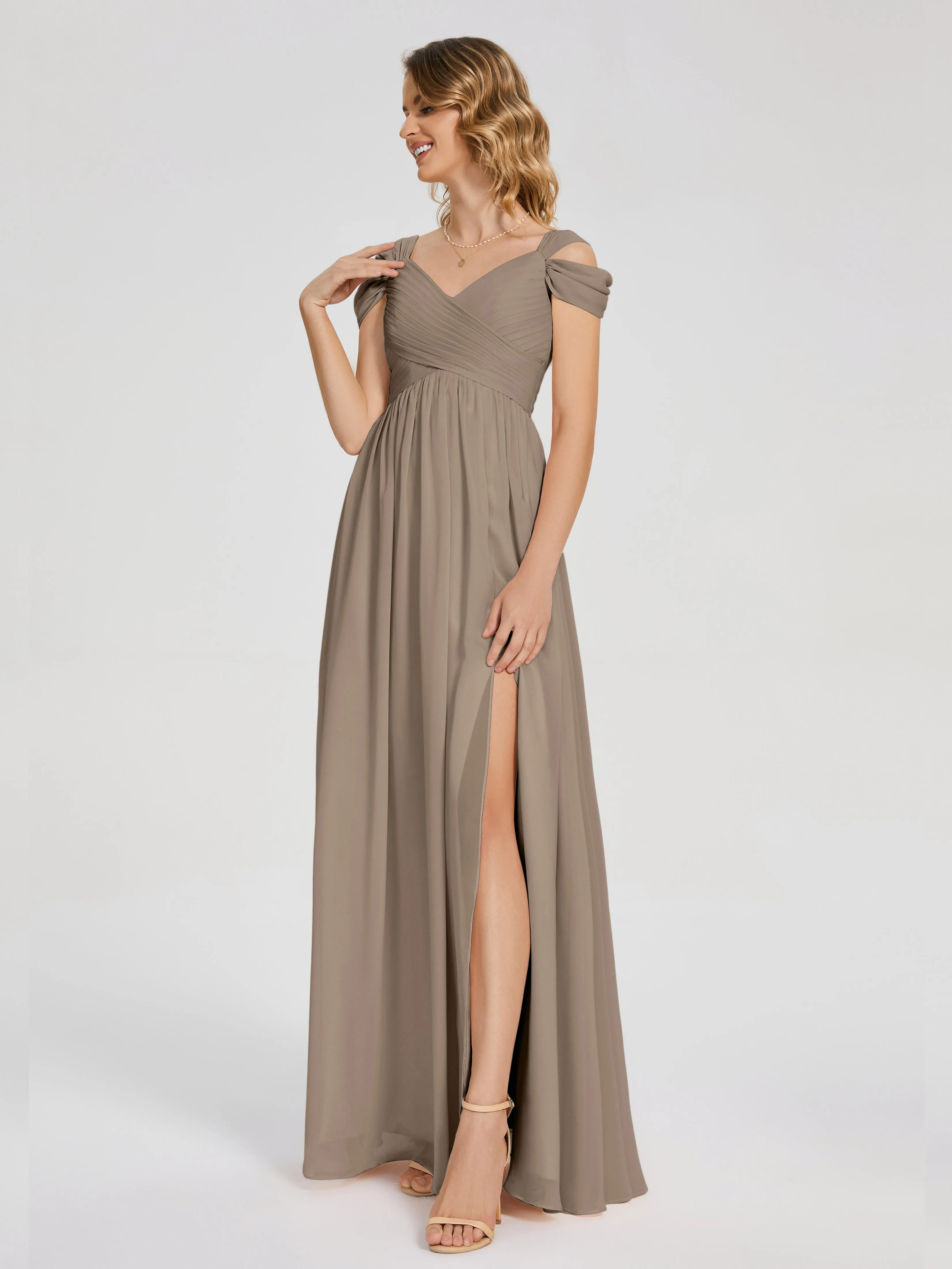 Charlee Flowy Split Chiffon Bridesmaid Dresses