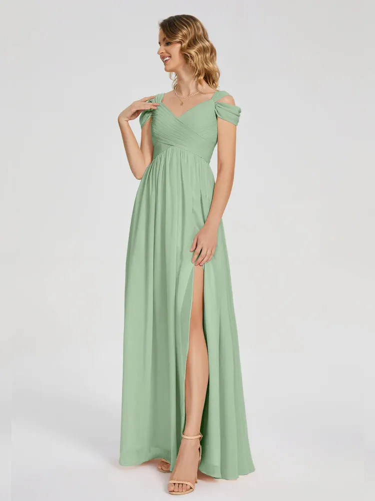 Charlee Flowy Split Chiffon Bridesmaid Dresses