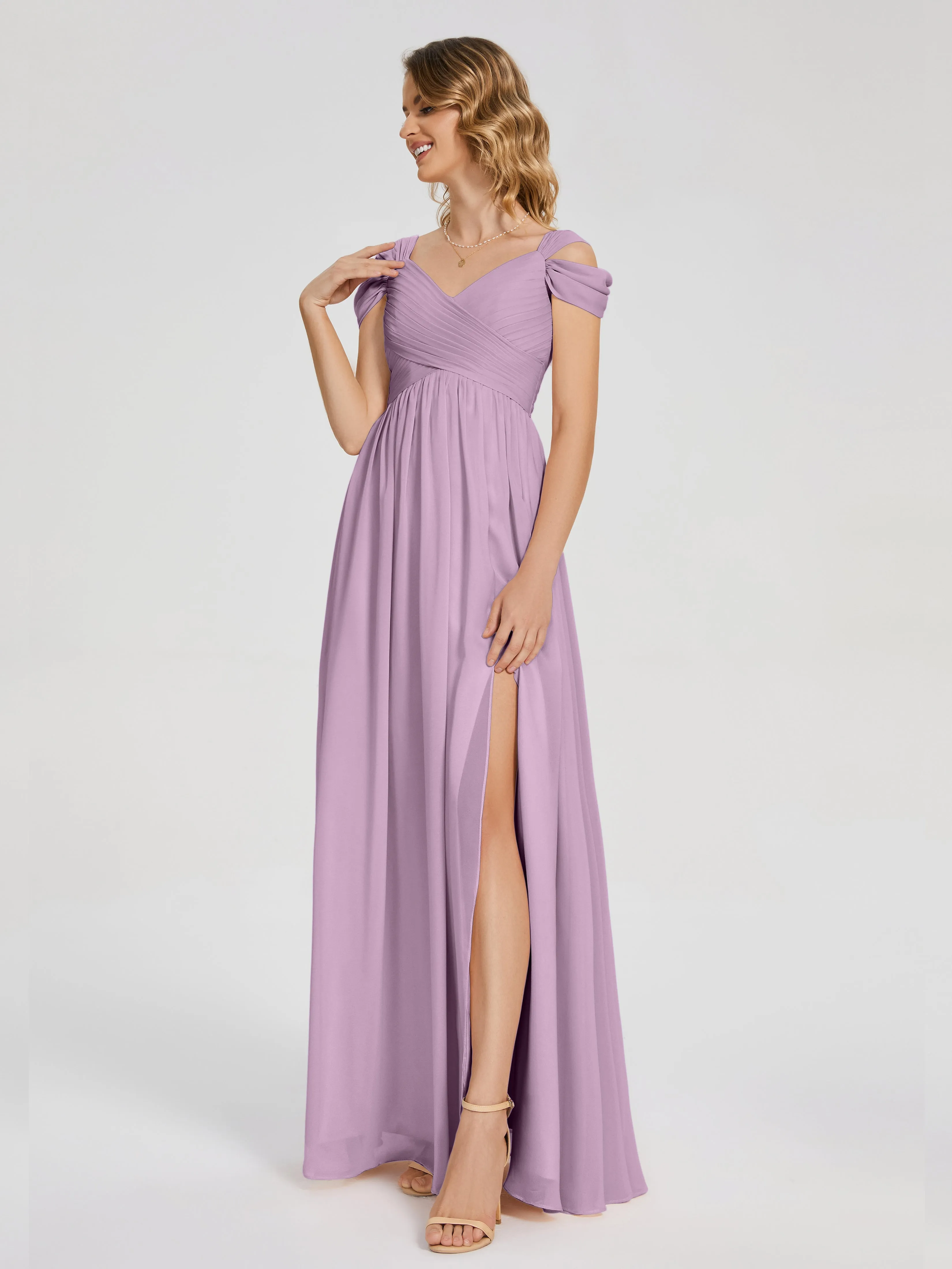 Charlee Flowy Split Chiffon Bridesmaid Dresses