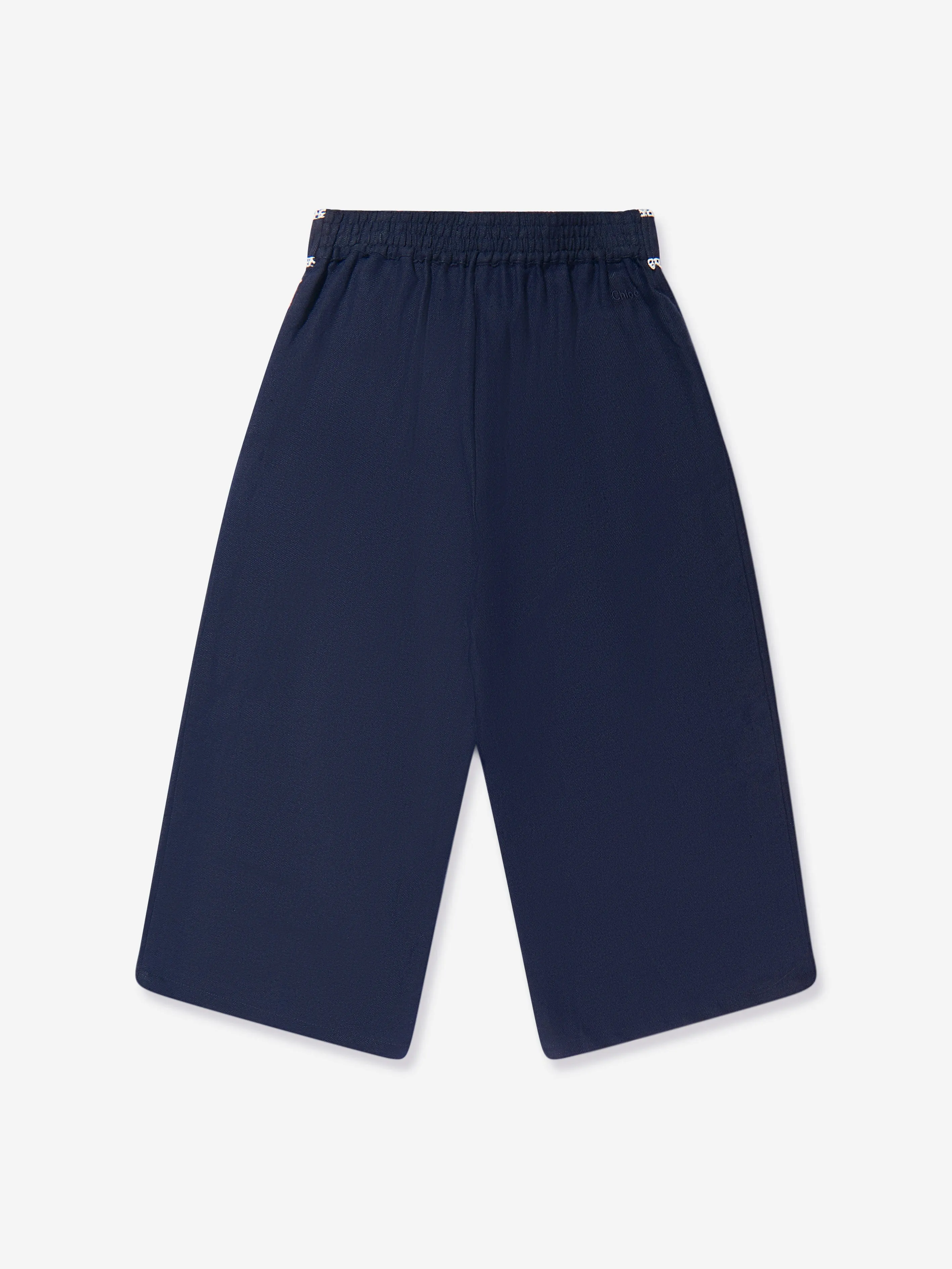 Chloé Girls Linen Flared Trousers in Navy