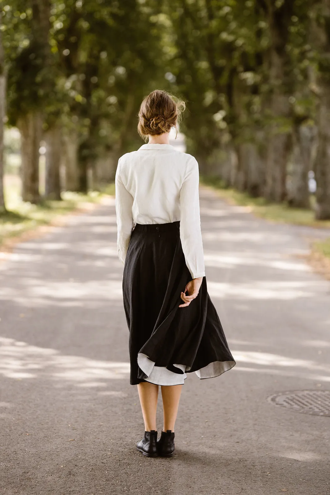 Classic Shirt with Embroidered Garden Collar, Long Sleeve