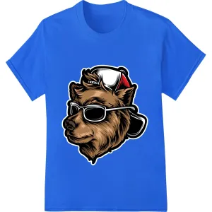 Cool Cartoon Bear in Shades - Trendy DTF Print Design