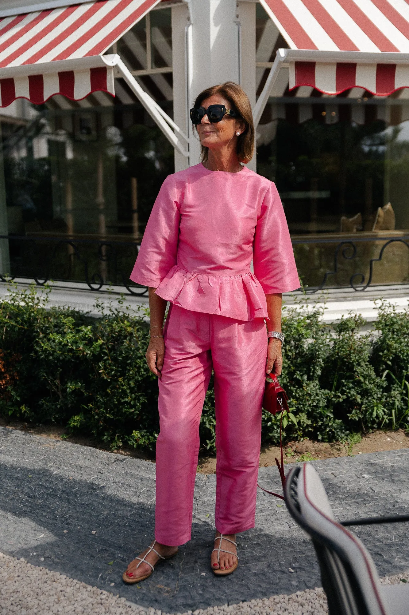 Crispy peplum blouse pink