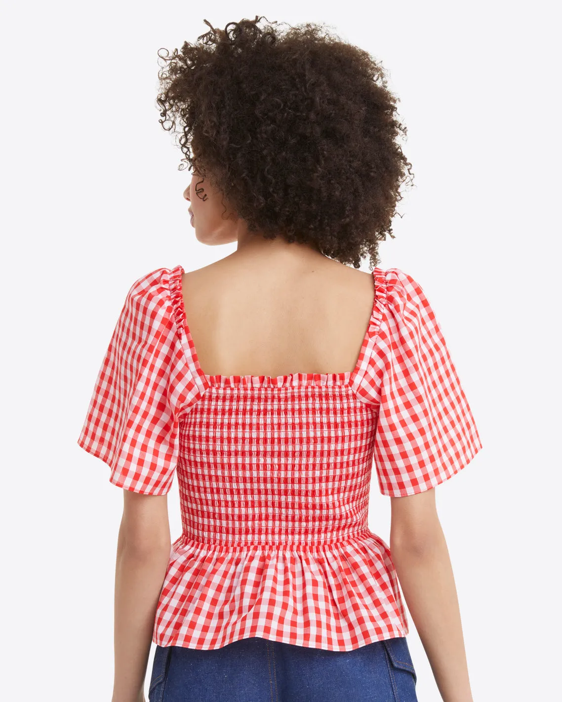 Deana Smocked Top in Poppy Red Gingham