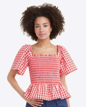 Deana Smocked Top in Poppy Red Gingham