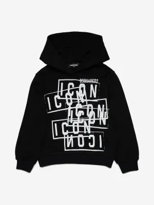 Dsquared2 Kids Multi Icon Logo Hoodie in Black