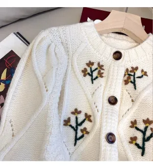 embroidered sweater jacket for women knitted cardigan    S4837