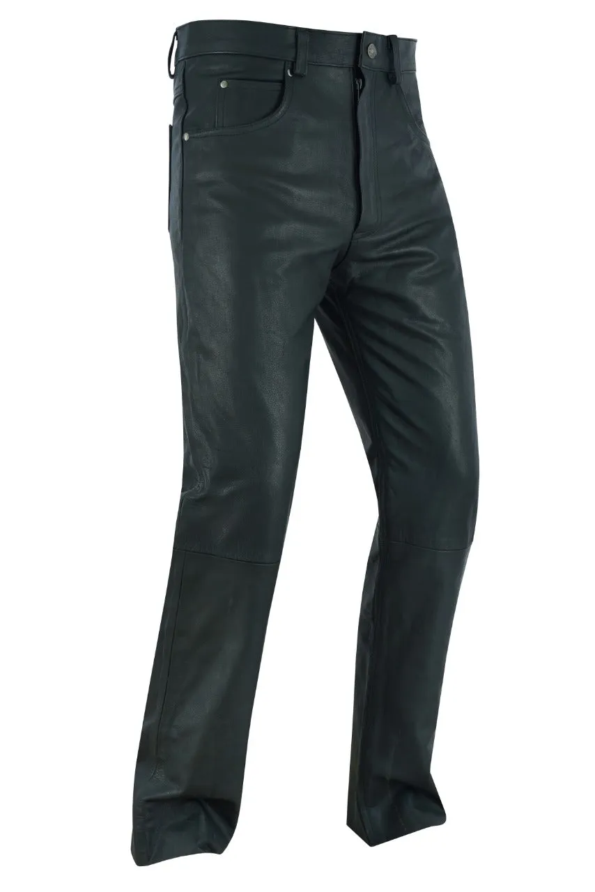 Five Pockets Cowhide Biker Leather Pants