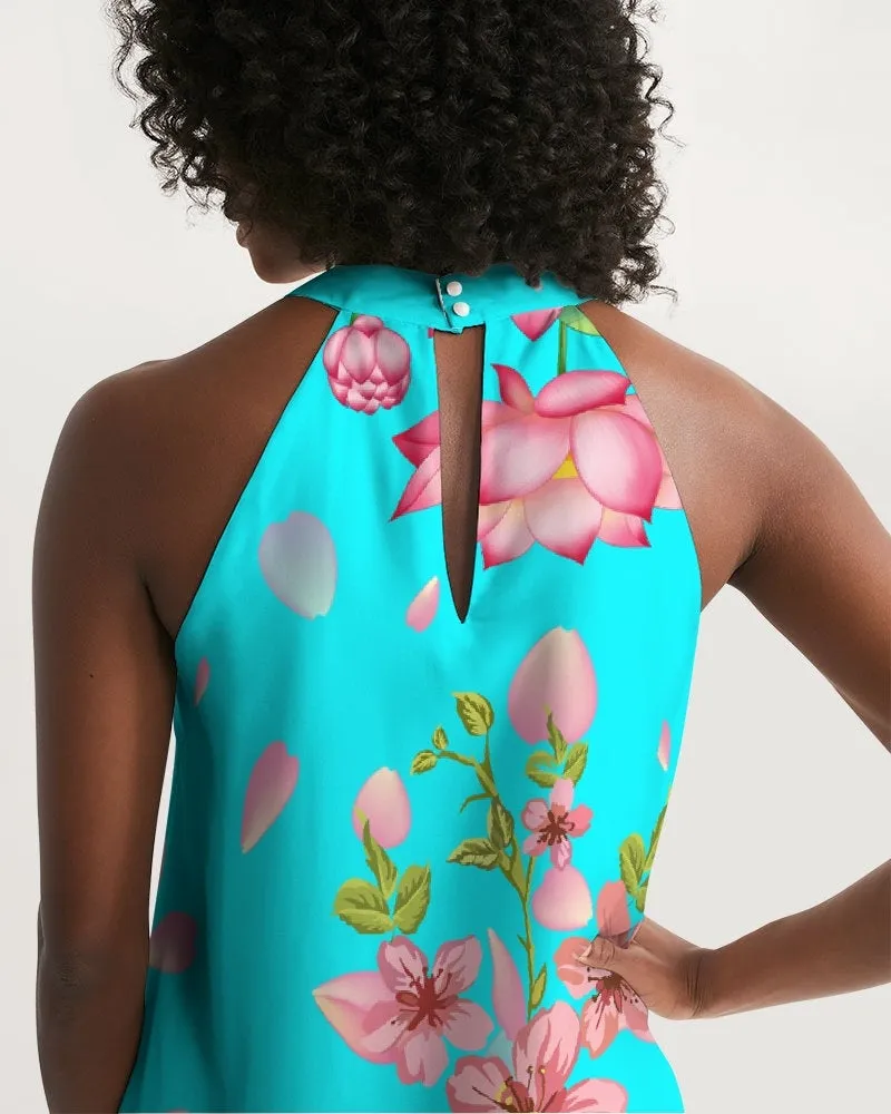 Floral Lotus Halter Dress