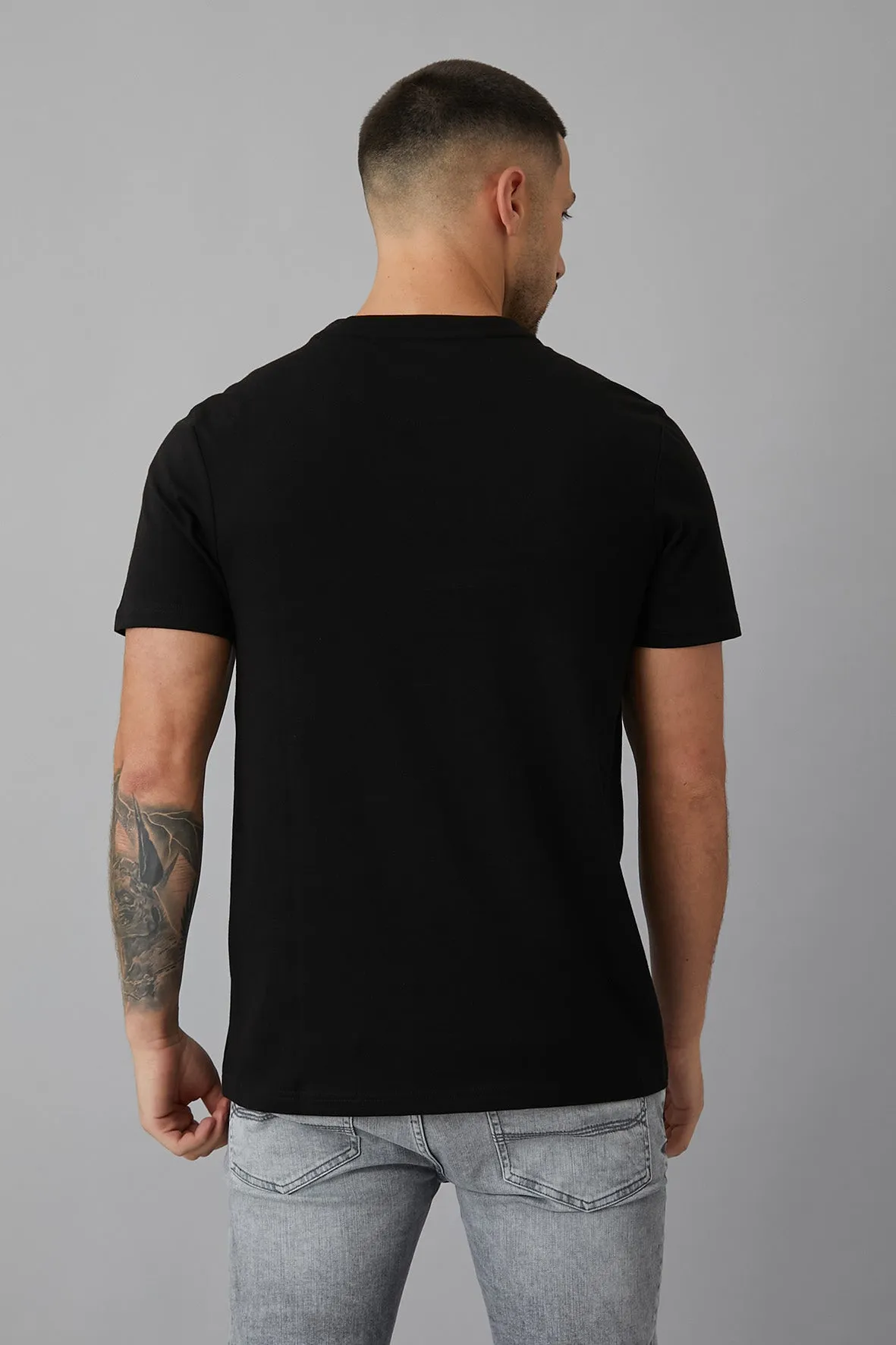 Fusion Printed crew neck t-shirt in BLACK