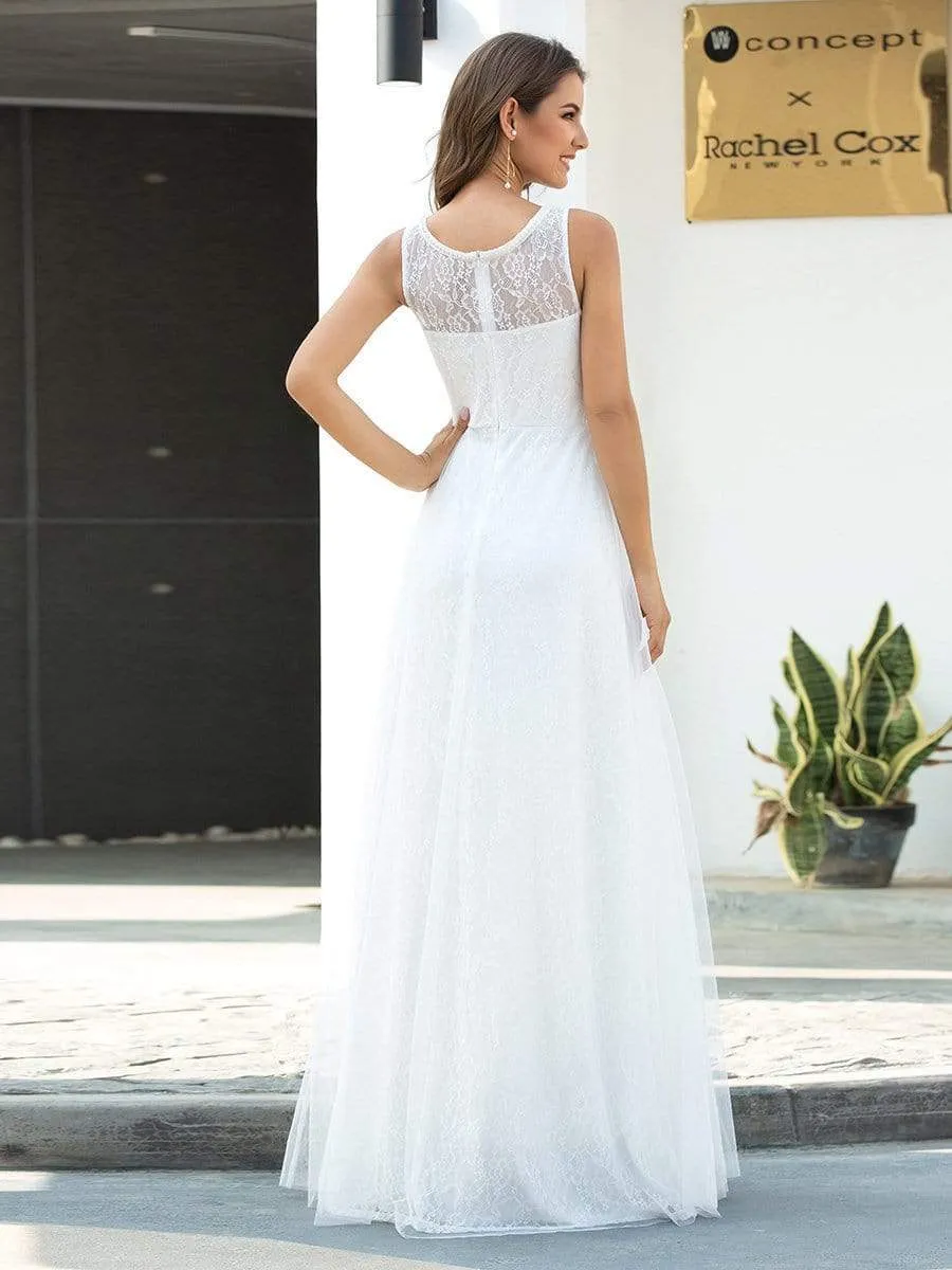 Gorgeous Round Neck A-Line Lace & Tulle Wedding Dresses