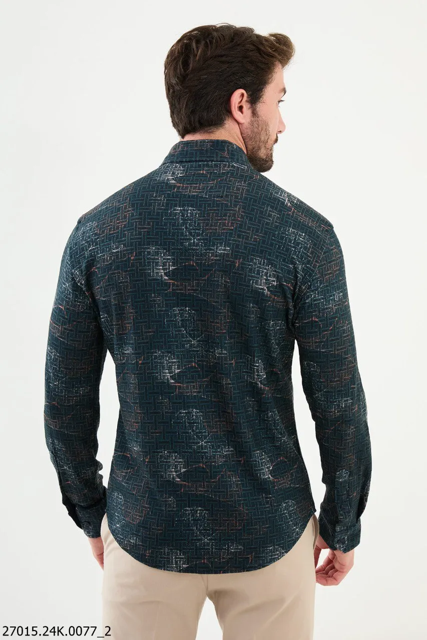 Green Patterned Men's Shirt.