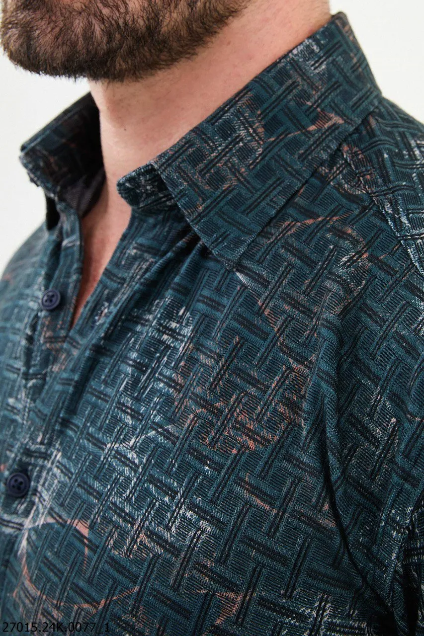 Green Patterned Men's Shirt.