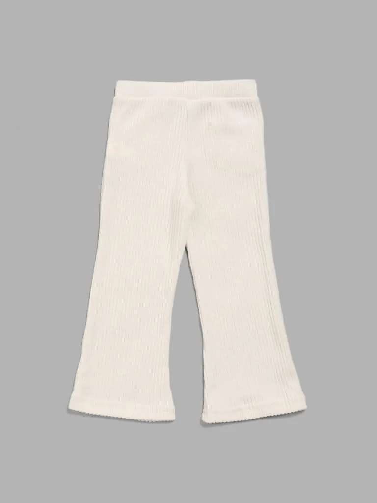 HOP Kids Self-Striped Cream Trousers