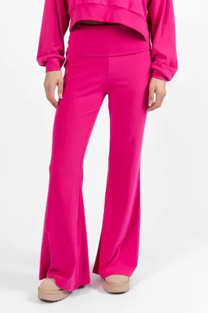 In A Dream Pink Foldover Band Super Soft Flare Pants