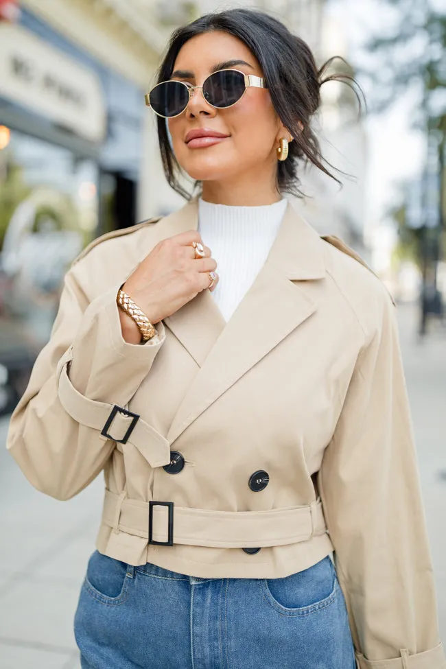 Invest In Me Tan Crop Trench Coat FINAL SALE