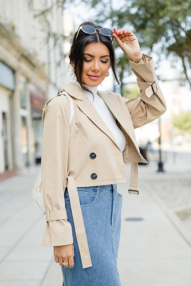 Invest In Me Tan Crop Trench Coat FINAL SALE