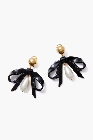 Jet Bow Drop Earrings