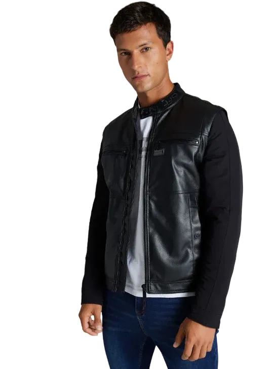 JJO PU BIKER JACKET WITH DETACH