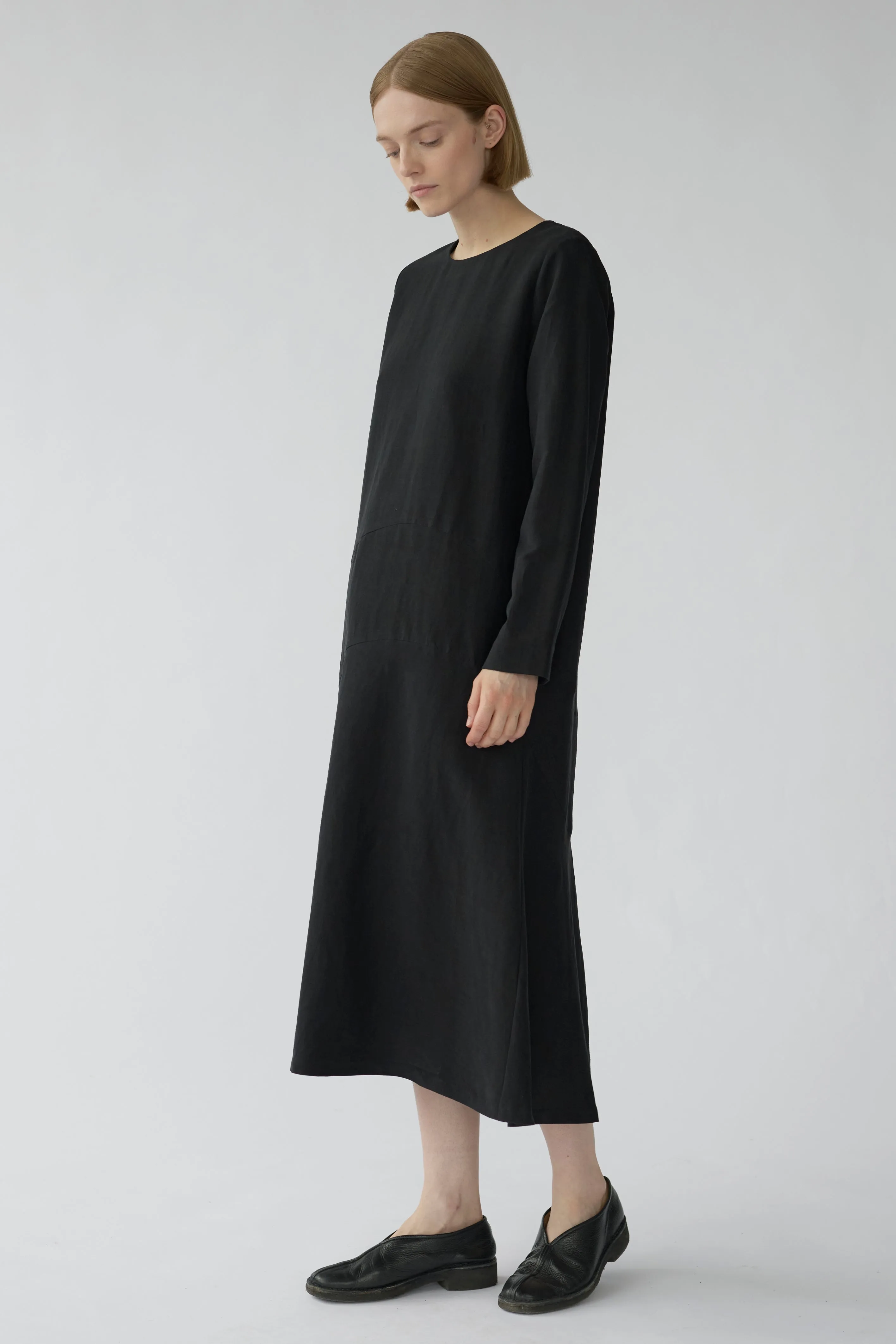 JUNO DRESS - BLACK - SILK/LINEN