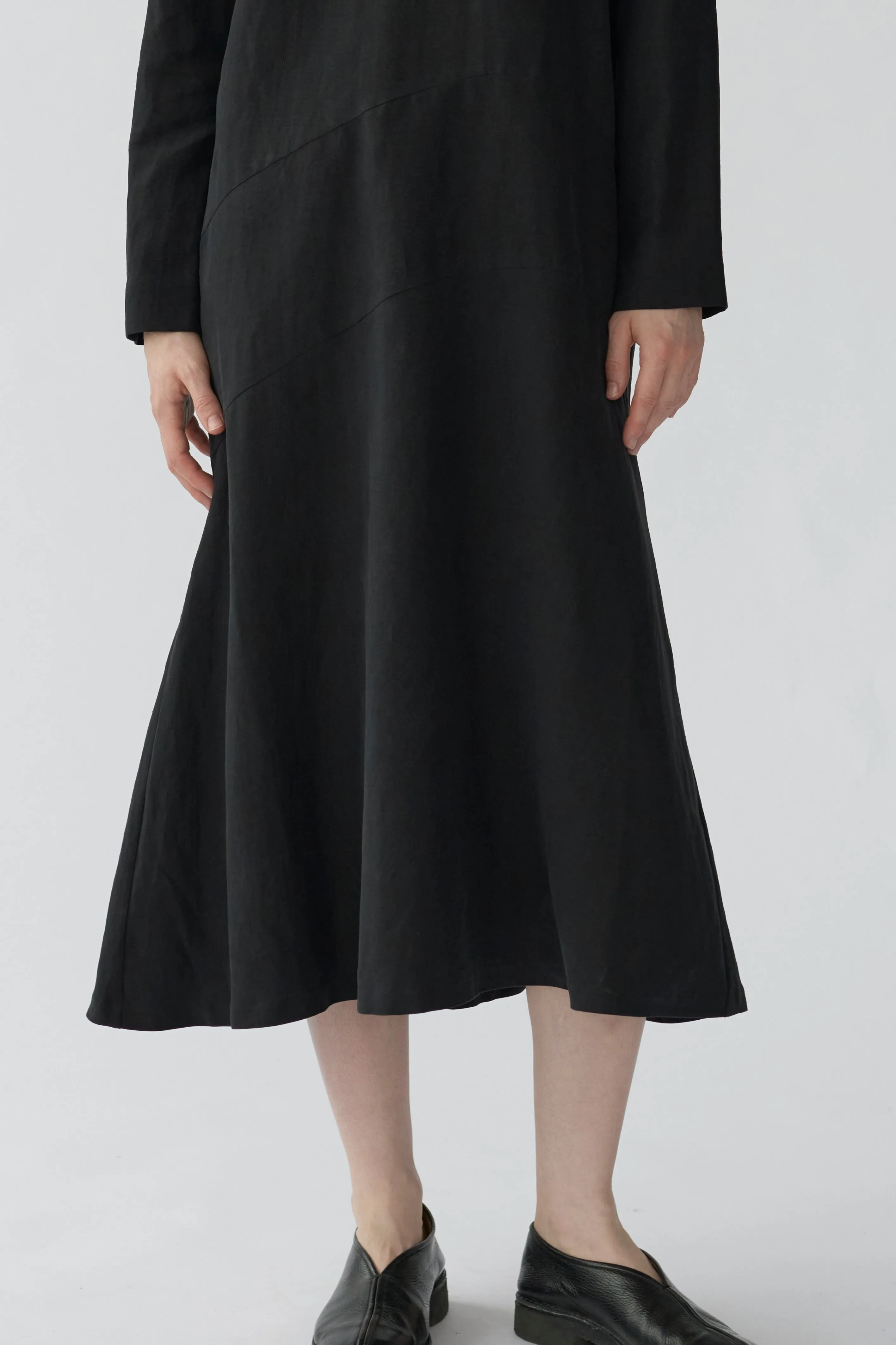 JUNO DRESS - BLACK - SILK/LINEN