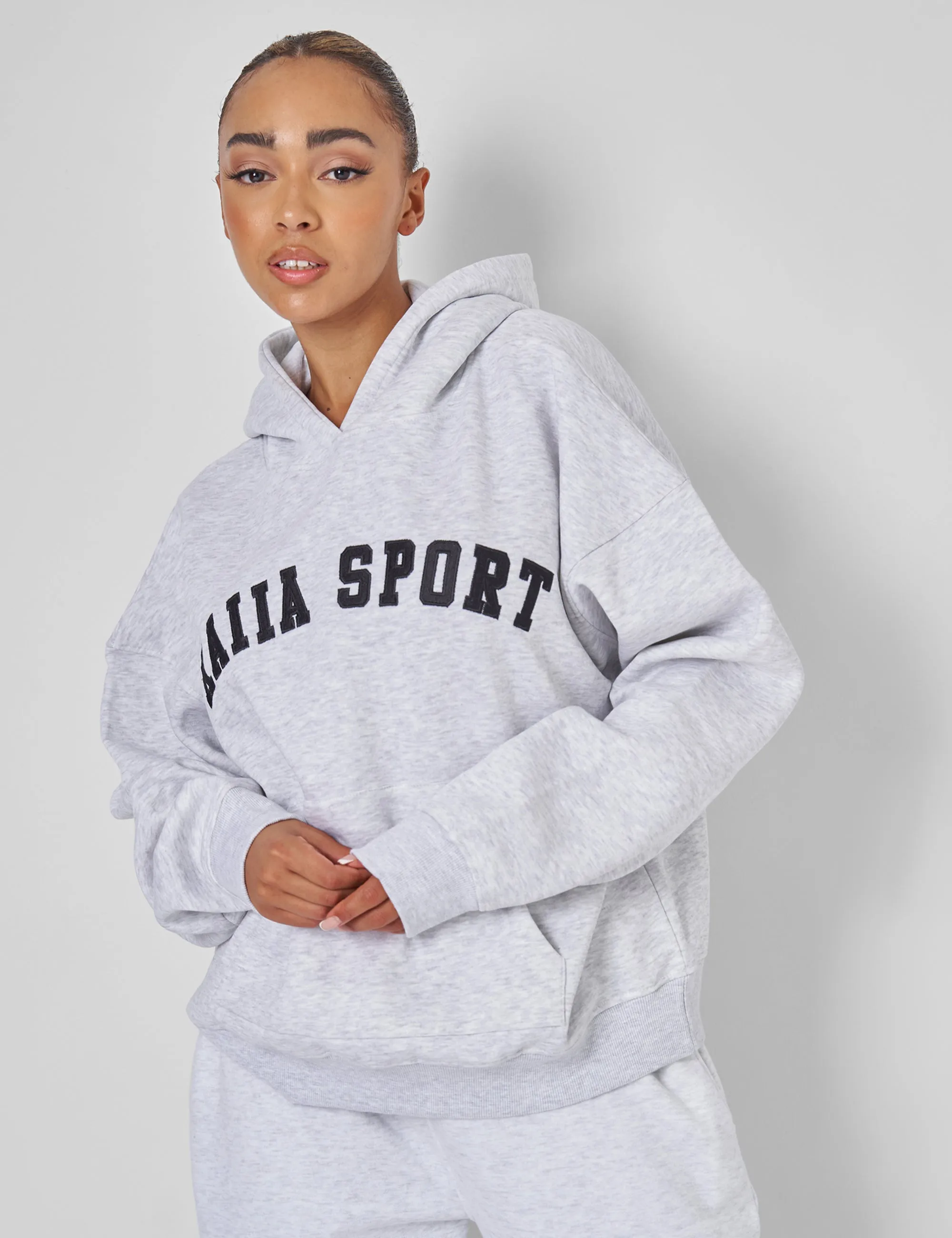 Kaiia Sport Oversized Hoodie Light Grey Marl