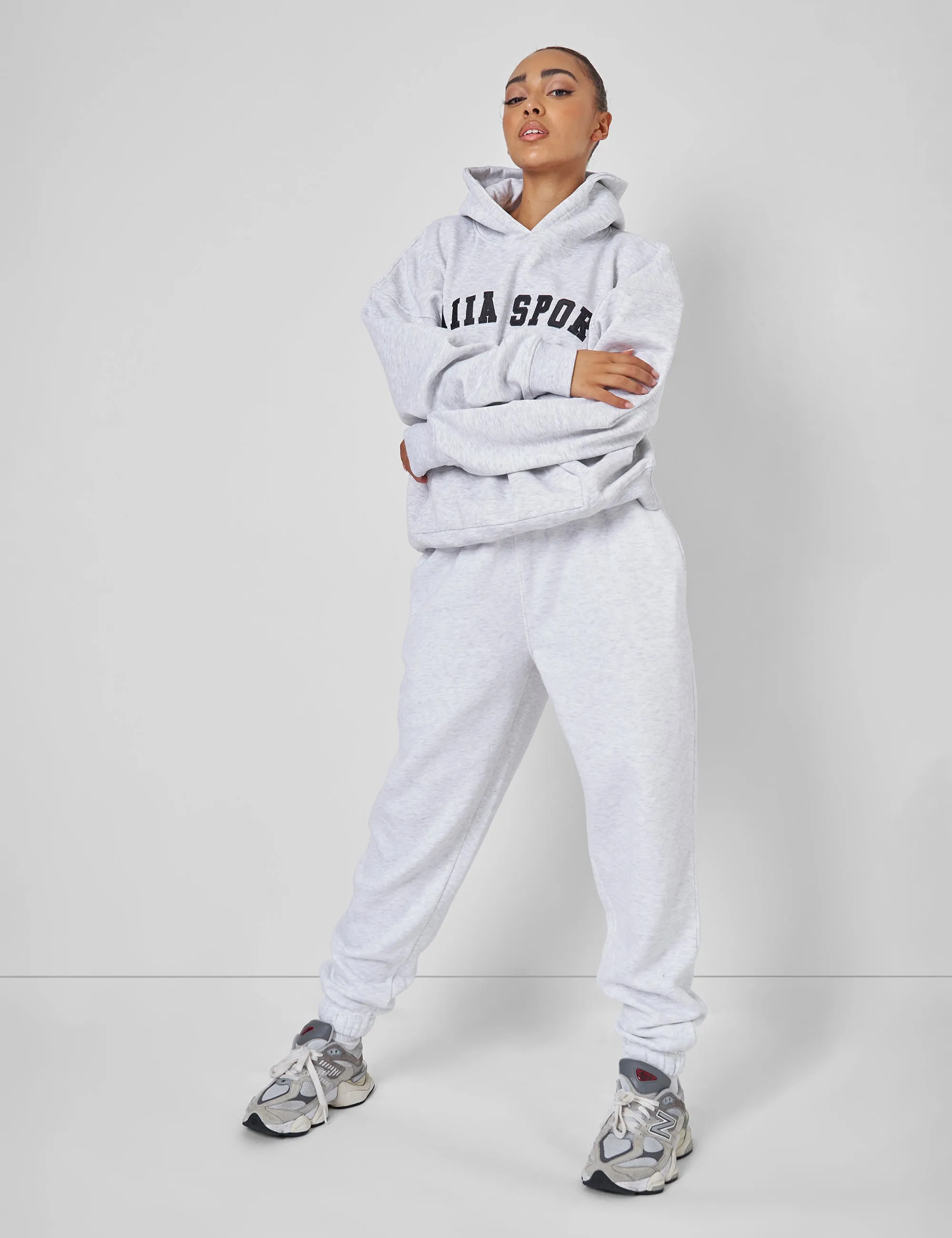 Kaiia Sport Oversized Hoodie Light Grey Marl