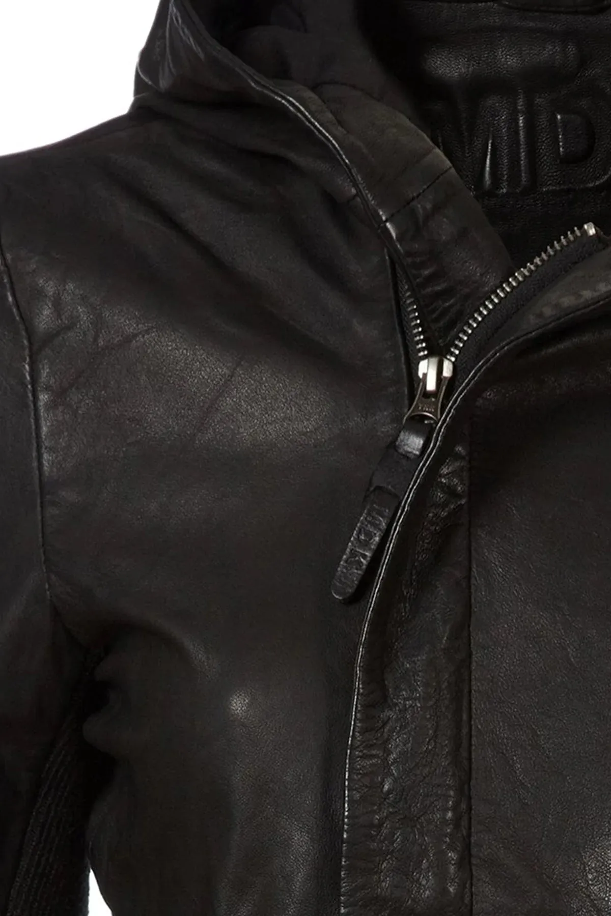 MDK Stine Hooded Leather Jacket Black