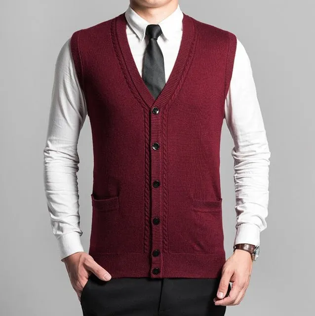 Men's Sweater Pullover Men Sweaters Cardigan Vest Sweaters Wool Pullover Mens V-Neck Sleeveless Vest Brand Clothing