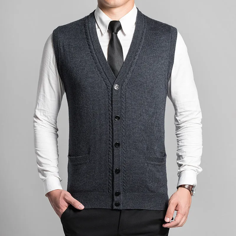 Men's Sweater Pullover Men Sweaters Cardigan Vest Sweaters Wool Pullover Mens V-Neck Sleeveless Vest Brand Clothing