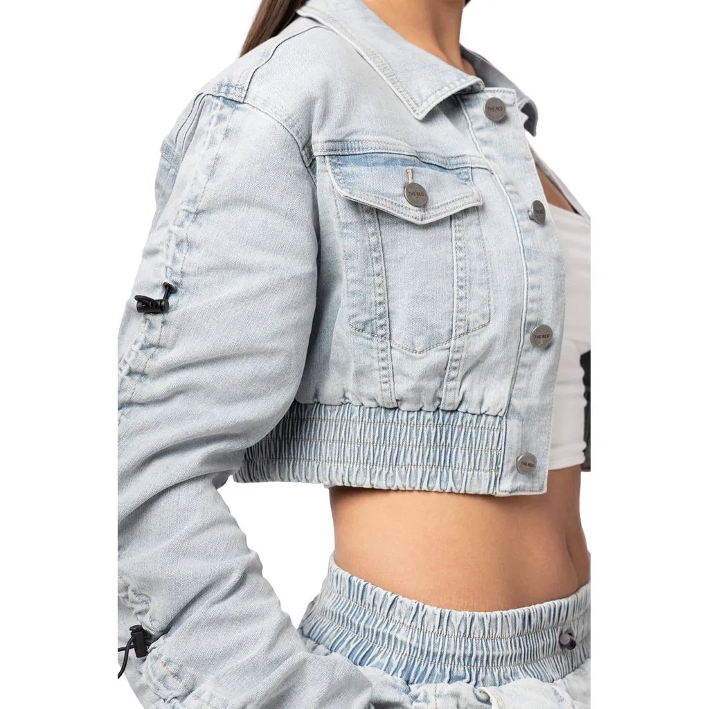 Multi Bungee Cropped Jacket - Speckle Blue